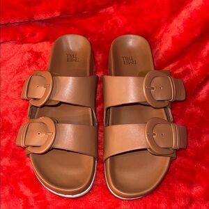 Time and Tru Tan Double Strap Sandals 7